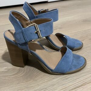 Brash Blue Suede Block Heels